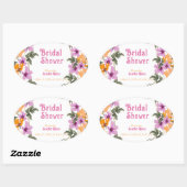 Moderne roze wilde bloem #2 bruidsdouche ovale sticker (Vel)