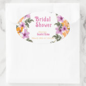 Moderne roze wilde bloem #2 bruidsdouche ovale sticker (Tas)