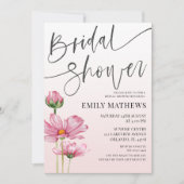 Moderne Roze Wilde Bloem Bruiloftfeest Kaart (Voorkant)