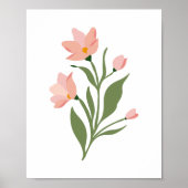 Moderne Roze Wildflowers Illustratie Kunst Poster (Voorkant)