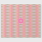 Moderne roze wit en gouden strepen Kerstmis Cadeaupapier (Vlak)