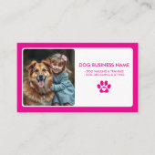 Moderne Roze Wit Huisdier Zittende Foto Paw Print Visitekaartje (Voorkant)