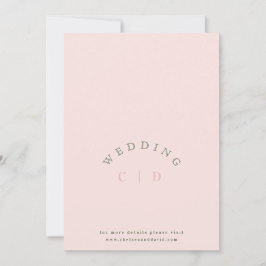 Moderne Roze Wit Monogram Bloemen Huwelijk Kaart (Achterkant)