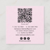 Moderne Roze & Witte Abstracte Aquarel QR Code Vierkante Visitekaartje (Achterkant)