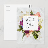 Moderne Roze & Witte Aquarel Bloemige Dank Je Briefkaart (Voorkant / Achterkant)