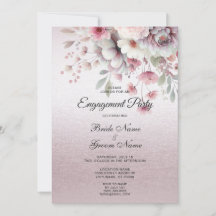 Moderne roze witte bloem engagement uitnodiging