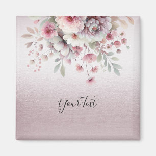 Moderne Roze Witte Bloem Magneet