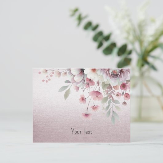 Moderne Roze Witte Bloem Postkaart (Staand voorkant)