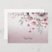 Moderne Roze Witte Bloem Postkaart (Voorkant / Achterkant)