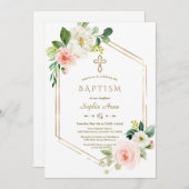 Moderne Roze Witte Bloemen Bloeien Gouden Kruis Do Kaart (Voorkant / Achterkant)