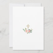 Moderne roze witte bloemen bloom Gold Cross Baptis Kaart (Achterkant)