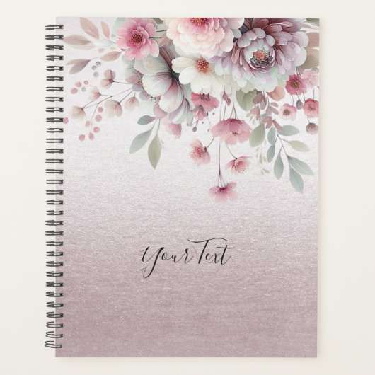 Moderne Roze Witte Bloemen Bruiloft Planner (Voorkant)