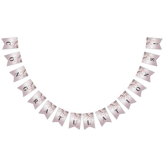 Moderne roze witte bloemen Bunting vlag Vlaggetjes (Alle)