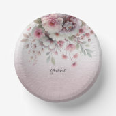 Moderne roze witte bloemen papier kom (Voorkant)