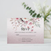 Moderne Roze Witte Bloemen RSVP-kaart RSVP Kaartje (Staand voorkant)