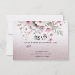 Moderne Roze Witte Bloemen RSVP-kaart RSVP Kaartje