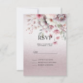 Moderne Roze Witte Bloemen RSVP-kaart RSVP Kaartje (Voorkant)