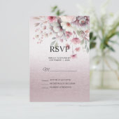 Moderne Roze Witte Bloemen RSVP-kaart RSVP Kaartje (Staand voorkant)
