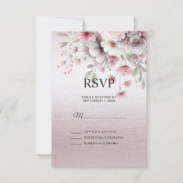 Moderne Roze Witte Bloemen RSVP-kaart RSVP Kaartje