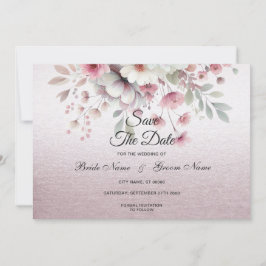 Moderne roze witte bloemen sparen de datum save the date