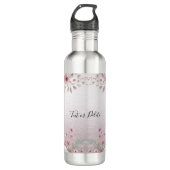 Moderne Roze Witte Bloemen Waterfles (Voorkant)