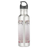 Moderne Roze Witte Bloemen Waterfles Waterfles (Achterkant)
