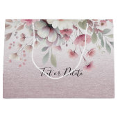 Moderne roze witte bloemencadeau tas groot cadeauzakje (Voorkant)