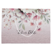 Moderne roze witte bloemencadeau tas groot cadeauzakje (Achterkant)