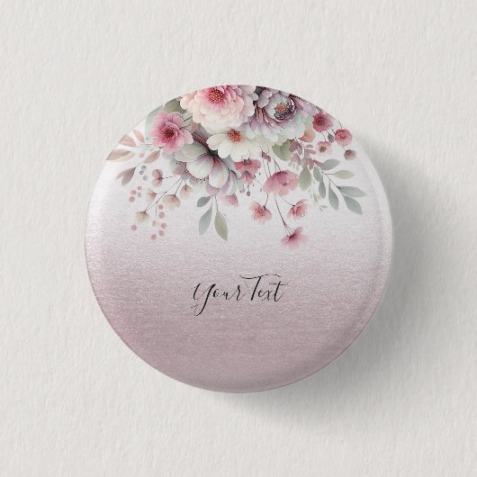 Moderne roze witte bloemenknoop ronde button 3,2 cm (Voorkant)