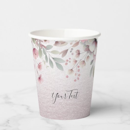 Moderne roze witte bloemenpapieren bekers (Links)