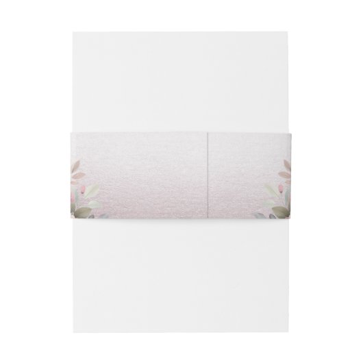 Moderne roze witte bloemenuitnodiging buikband uitnodigingen wikkel (Achterkant Voorbeeld)