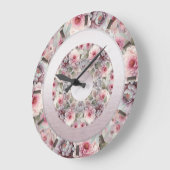 Moderne roze witte bloemenwandklok grote klok (Hoek)