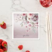 Moderne roze witte bloemetjesservetten servet (Insitu)