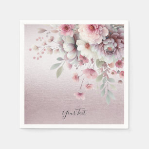 Moderne roze witte bloemetjesservetten servet