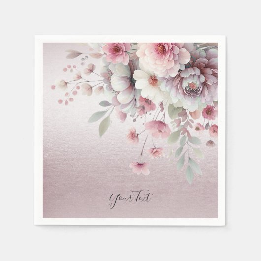 Moderne roze witte bloemetjesservetten servet (Voorkant)