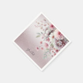 Moderne roze witte bloemetjesservetten servet (Hoek)