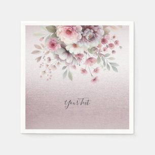 Moderne roze witte bloemetjesservetten servet
