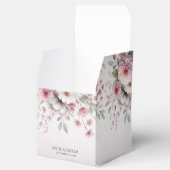 Moderne roze witte bloemige gunst box bedankdoosjes (Geopend)