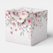 Moderne roze witte bloemige gunst box bedankdoosjes (Achterkant)