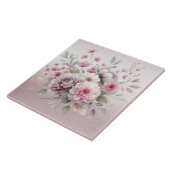 Moderne roze witte bloemige keramische Tegel Tegeltje (Zijkant)