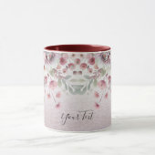 Moderne roze witte bloemige koffiemok mok (Midden)