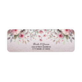 Moderne Roze Witte Bloemige Retouradres Sticker