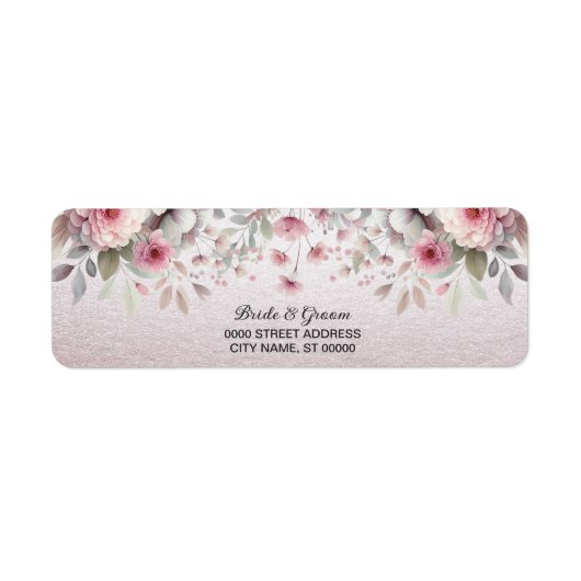 Moderne Roze Witte Bloemige Retouradres Sticker (Voorkant)