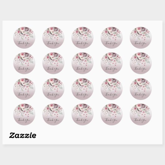 Moderne roze witte bloemige Sticker (Vel)