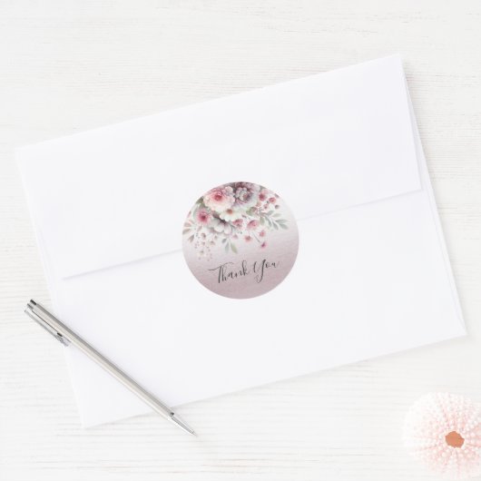 Moderne roze witte bloemige Sticker (Envelop)