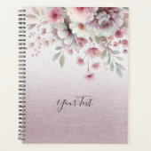 Moderne Roze Witte Bloemige Trouw Planner (Voorkant)