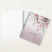 Moderne Roze Witte Bloemige Trouwplanner Planner (Display)