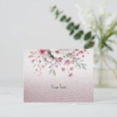 Moderne Roze Witte Bloemkaart Briefkaart (Staand voorkant)