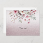 Moderne Roze Witte Bloemkaart Briefkaart (Voorkant / Achterkant)