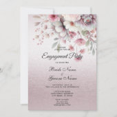 Moderne roze witte bloemrijke verlovingsuitnodigin kaart (Voorkant)